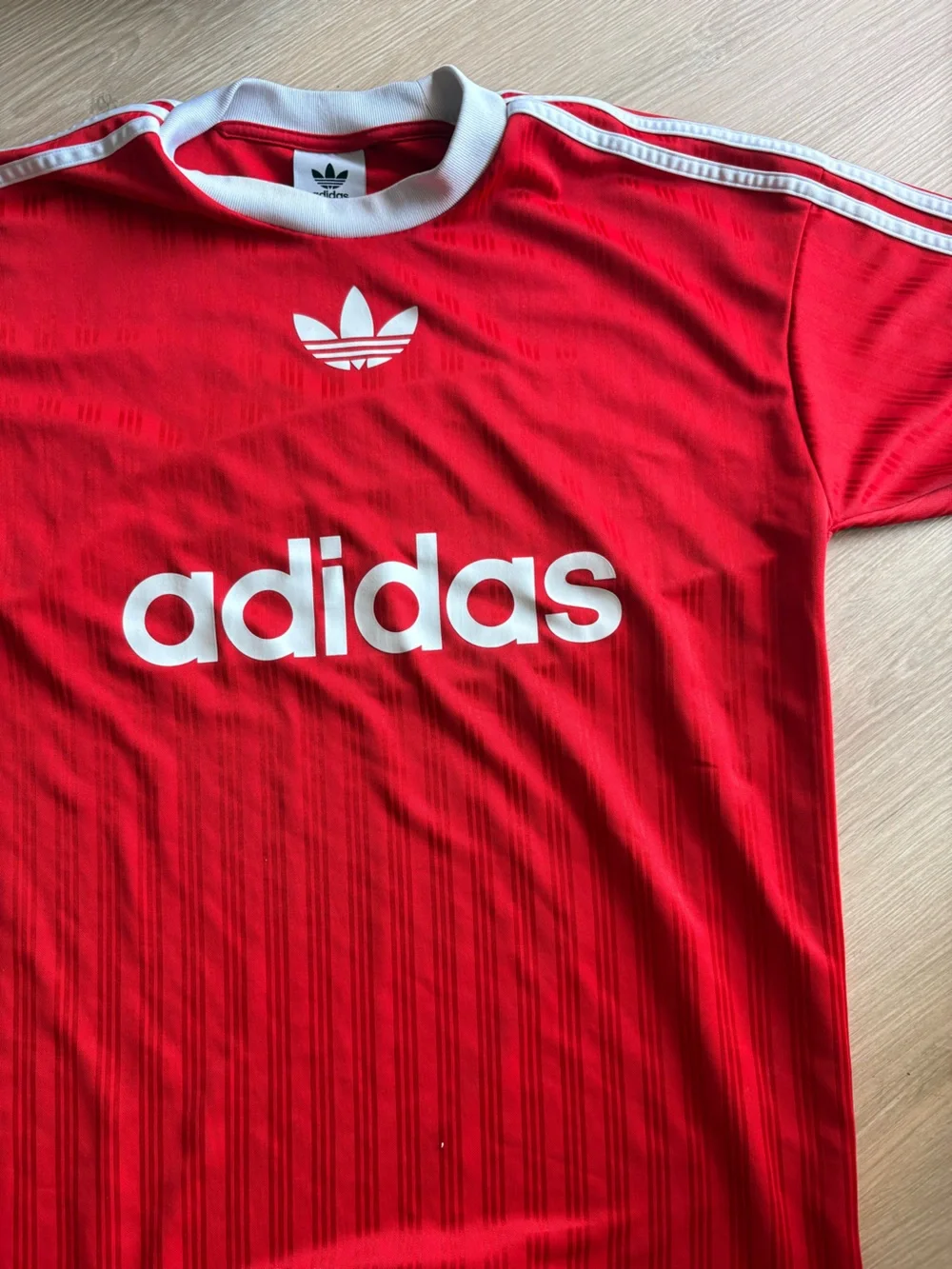 adidas Red Short Sleeve Tee with White Script Logo